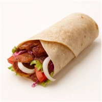 Wrap gevuld met rauwkost en een keuze uit vlees- of vegetarische vulling