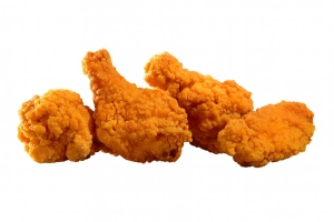 Malse kipstukjes met bot in een lichtpittig krokant jasje.